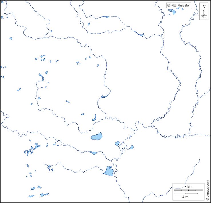 Contea di Waupaca : d-maps.com: mappa gratuita, mappa muta gratuita, cartina muta gratuita : litorali, idrografia