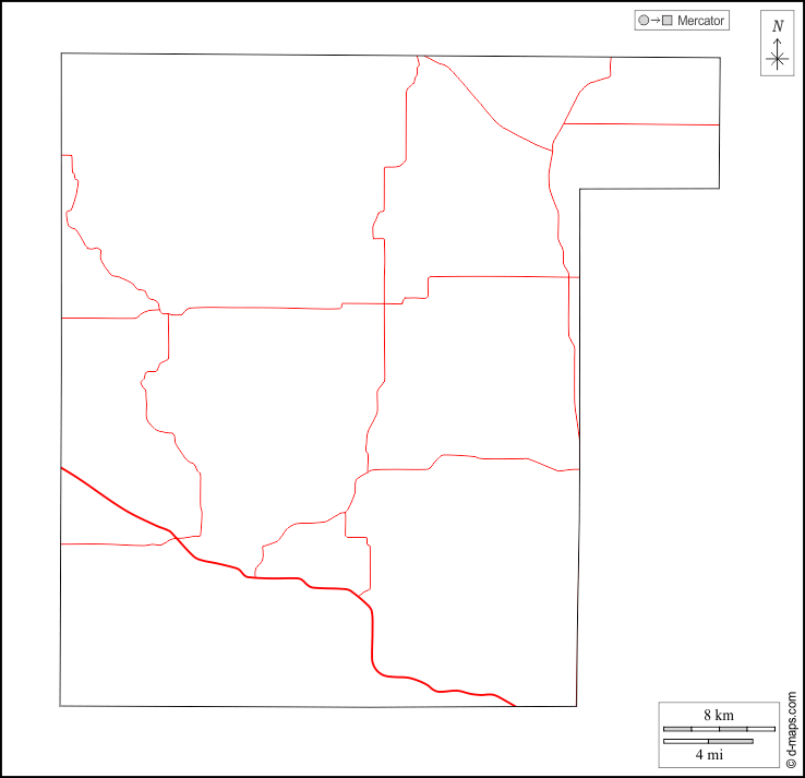 Contea di Waupaca : d-maps.com: mappa gratuita, mappa muta gratuita, cartina muta gratuita : contorni, strade, bianco