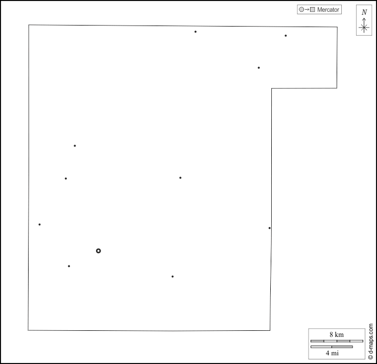 Contea di Waupaca : d-maps.com: mappa gratuita, mappa muta gratuita, cartina muta gratuita : contorni, principali città, bianco