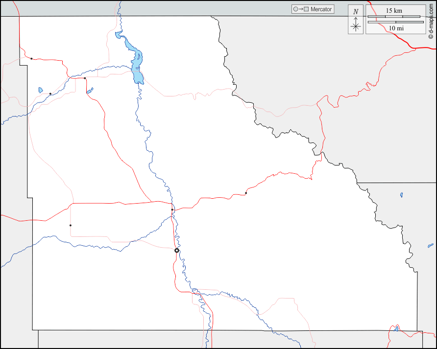 Contea di Big Horn : d-maps.com: mappa gratuita, mappa muta gratuita, cartina muta gratuita : frontiere, idrografia, principali città, strade