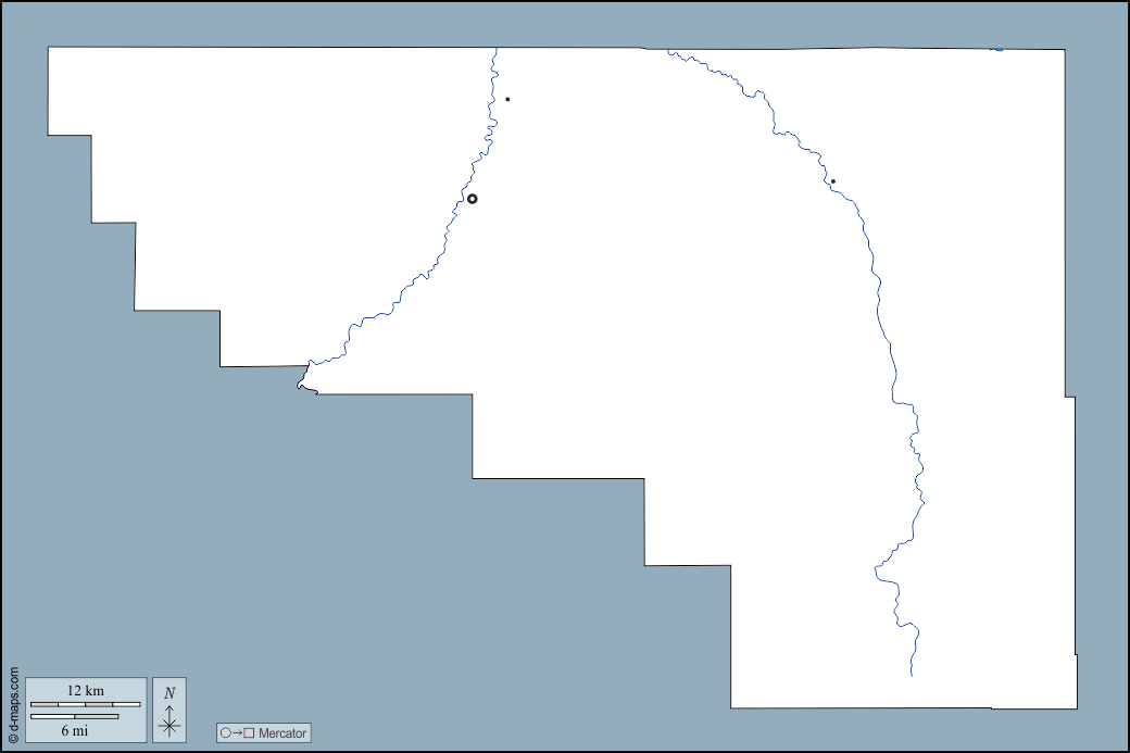 Contea di Washakie : d-maps.com: mappa gratuita, mappa muta gratuita, cartina muta gratuita : contorni, idrografia, principali città
