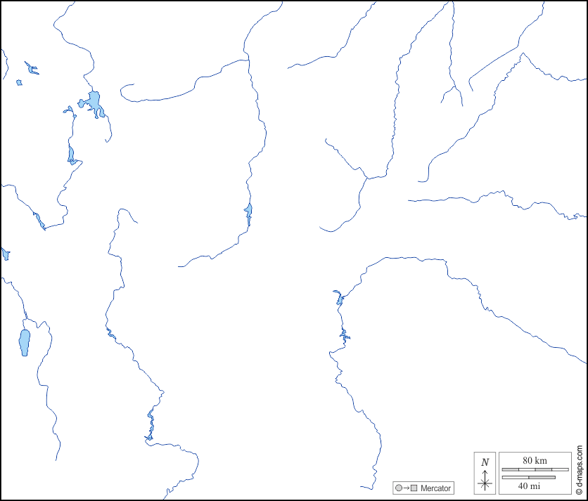 Wyoming : d-maps.com: mapa gratuito, mapa mudo gratuito, mapa en blanco gratuito, plantilla de mapa : hidrografía