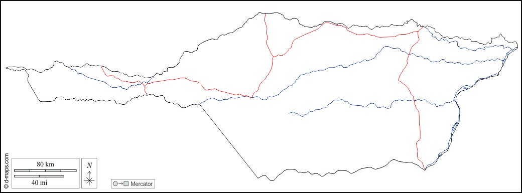 Apure : d-maps.com: Kostenlose Karten, kostenlose stumme Karte, kostenlose unausgefüllt Landkarte, kostenlose hochauflösende Umrisskarte : Umrisse, Hydrografie, Straßen, weiß
