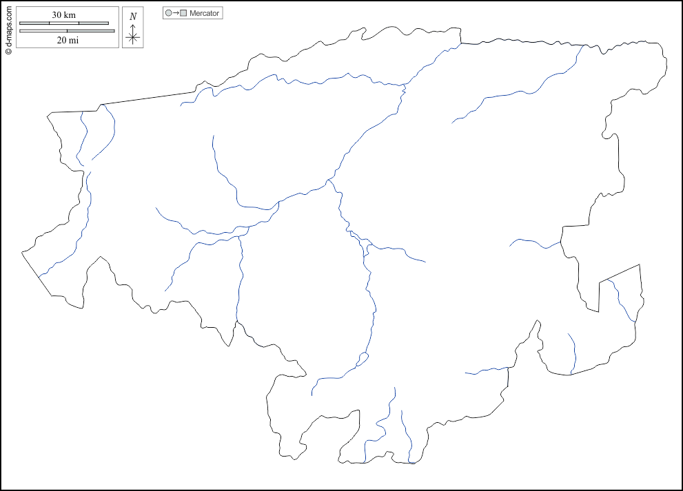 Lara : d-maps.com: Kostenlose Karten, kostenlose stumme Karte, kostenlose unausgefüllt Landkarte, kostenlose hochauflösende Umrisskarte : Umrisse, Hydrografie, weiß