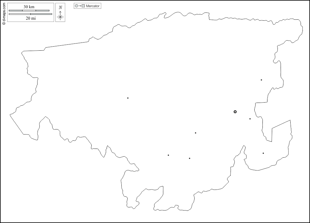 Lara : d-maps.com: Kostenlose Karten, kostenlose stumme Karte, kostenlose unausgefüllt Landkarte, kostenlose hochauflösende Umrisskarte : Umrisse, Wichtige Städte, weiß