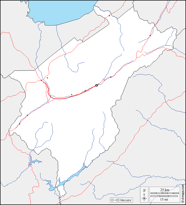 Mérida : d-maps.com: Kostenlose Karten, kostenlose stumme Karte, kostenlose unausgefüllt Landkarte, kostenlose hochauflösende Umrisskarte : Grenzen, Hydrografie, Wichtige Städte, Straßen