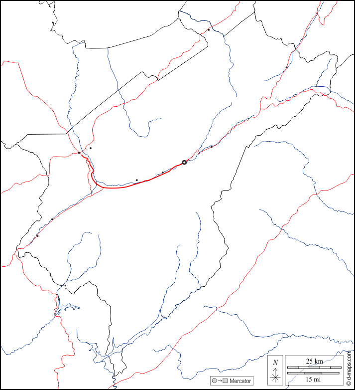 Mérida : d-maps.com: mappa gratuita, mappa muta gratuita, cartina muta gratuita : frontiere, idrografia, principali città, strade, bianco