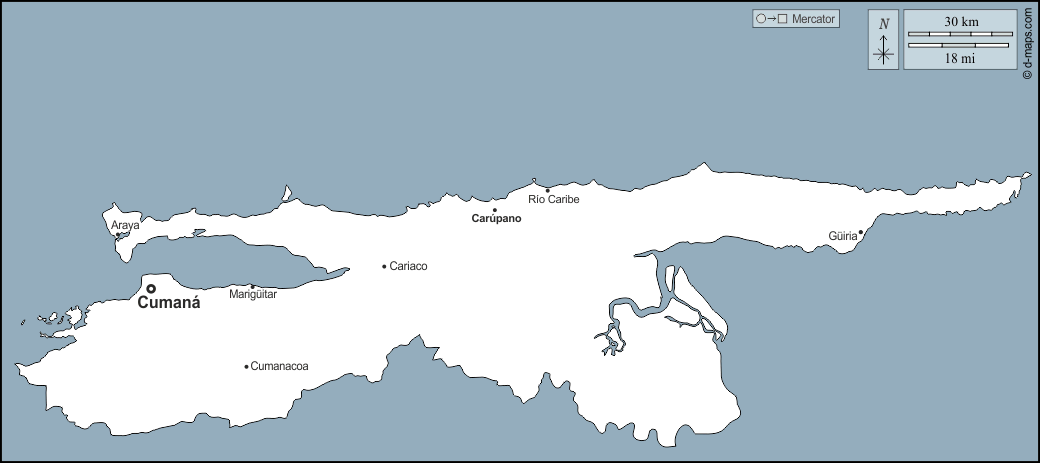 Sucre : d-maps.com: Kostenlose Karten, kostenlose stumme Karte, kostenlose unausgefüllt Landkarte, kostenlose hochauflösende Umrisskarte : Umrisse, Wichtige Städte, Namen