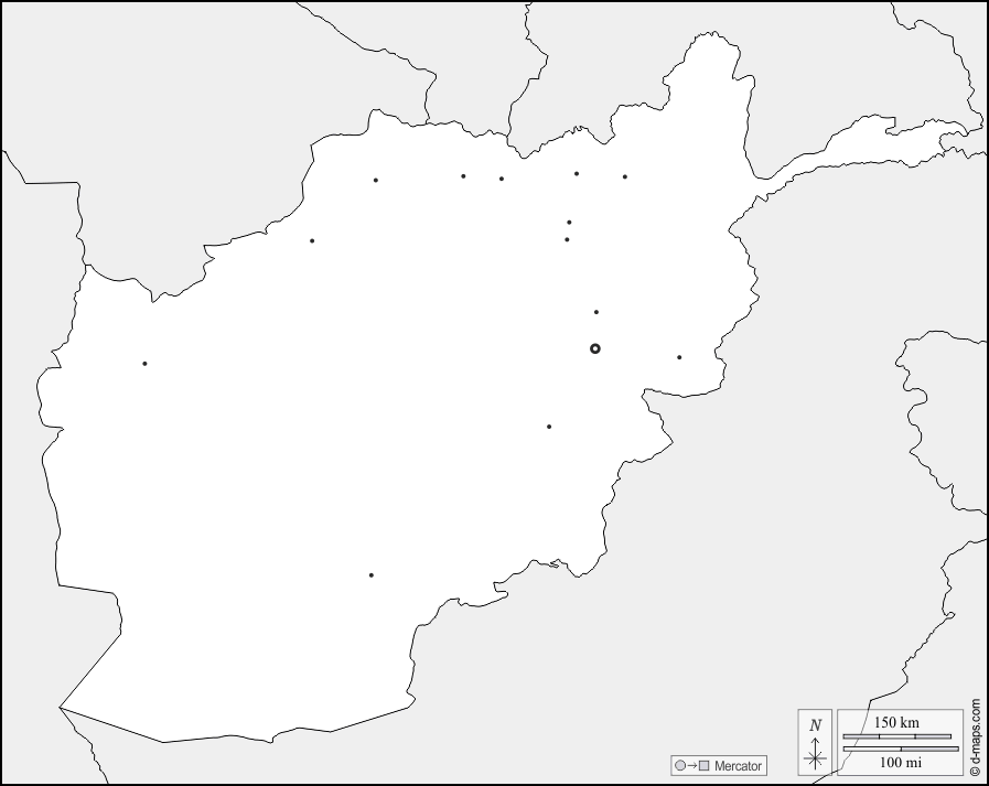 Afganistán : d-maps.com: mapa gratuito, mapa mudo gratuito, mapa en blanco gratuito, plantilla de mapa : fronteras, principales ciudades