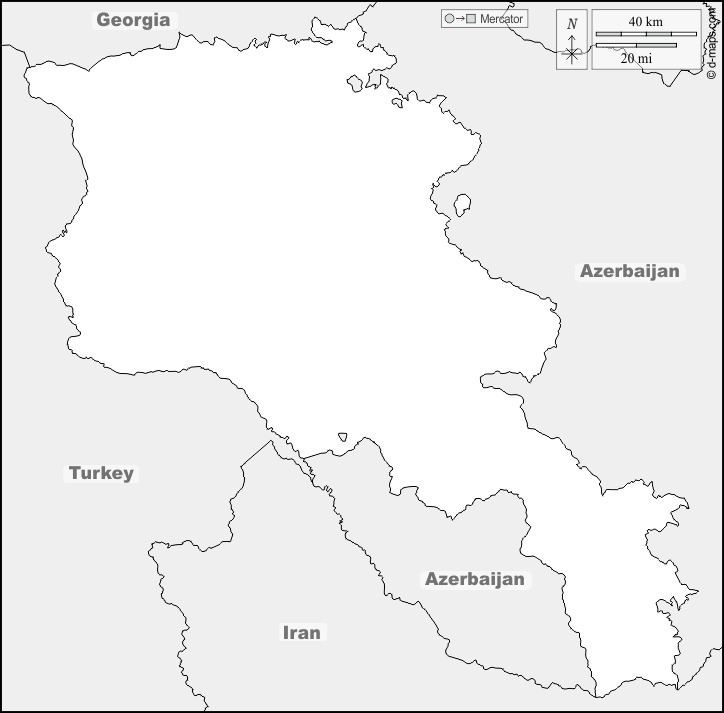 Armenia : d-maps.com: free map, free blank map, free outline map, free base map : boundaries, names