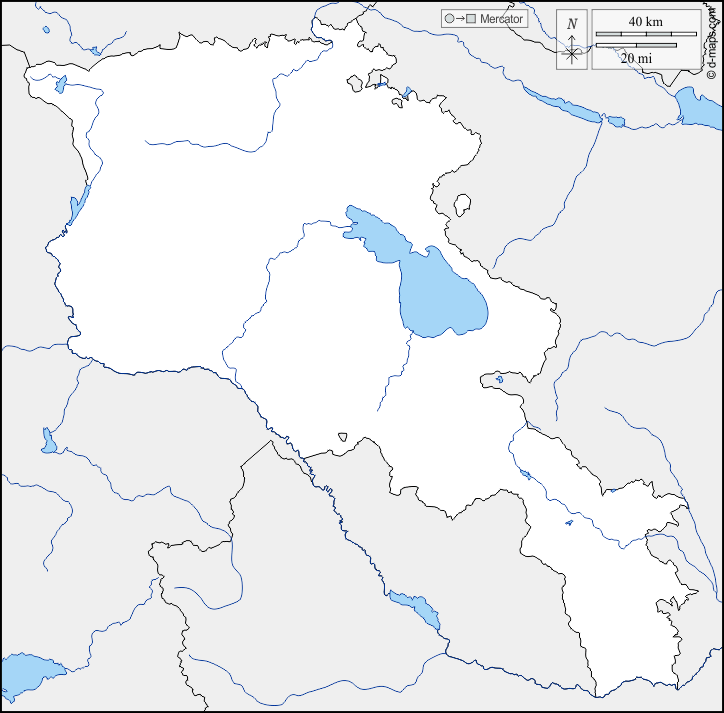 Armenia : d-maps.com: free map, free blank map, free outline map, free base map : boundaries, hydrography