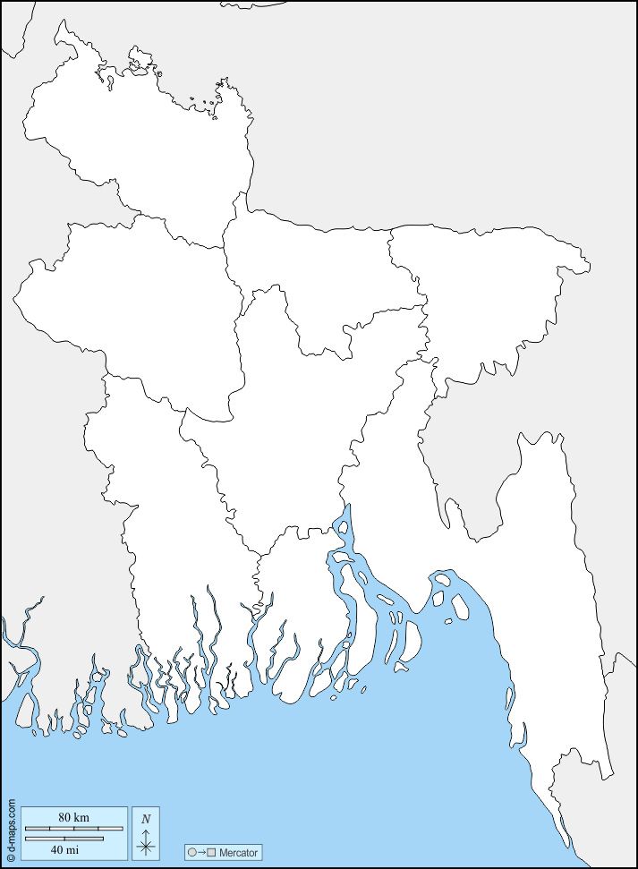 Bangladés : d-maps.com: mapa gratuito, mapa mudo gratuito, mapa en blanco gratuito, plantilla de mapa : fronteras, divisiones
