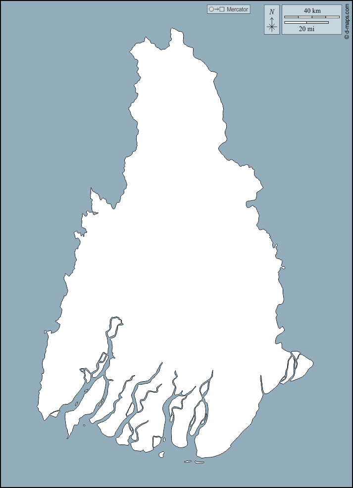 Regione di Ayeyarwady : d-maps.com: mappa gratuita, mappa muta gratuita, cartina muta gratuita : contorni