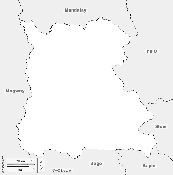 Naypyidaw Union Territory : d-maps.com: free map, free blank map, free outline map, free base map : boundaries, names