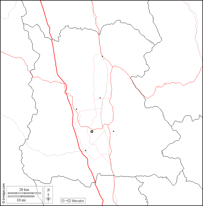 Naypyidaw Union Territory : d-maps.com: free map, free blank map, free outline map, free base map : boundaries, main cities, roads, white