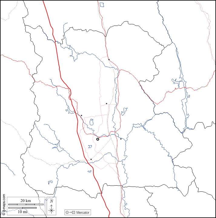Naypyidaw Union Territory : d-maps.com: free map, free blank map, free outline map, free base map : boundaries, hydrography, main cities, roads, white