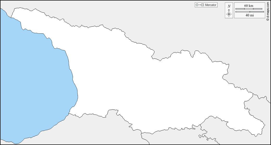 Georgien : d-maps.com: Kostenlose Karten, kostenlose stumme Karte, kostenlose unausgefüllt Landkarte, kostenlose hochauflösende Umrisskarte : Grenzen