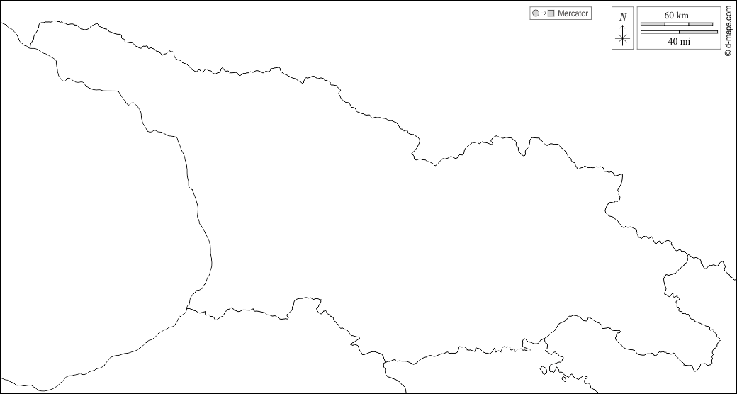Georgien : d-maps.com: Kostenlose Karten, kostenlose stumme Karte, kostenlose unausgefüllt Landkarte, kostenlose hochauflösende Umrisskarte : Grenzen, weiß