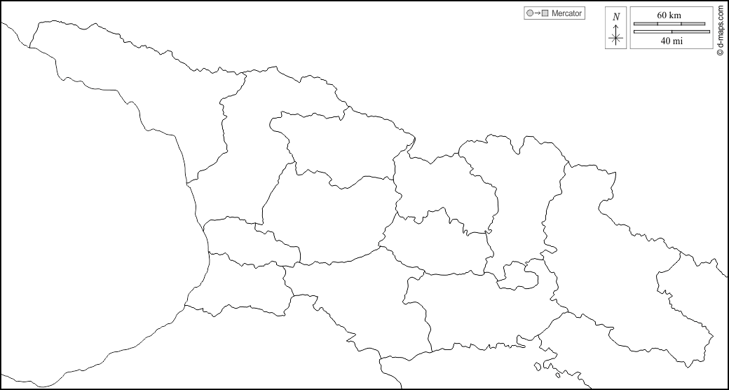Georgien : d-maps.com: Kostenlose Karten, kostenlose stumme Karte, kostenlose unausgefüllt Landkarte, kostenlose hochauflösende Umrisskarte : Grenzen, Regionen, weiß