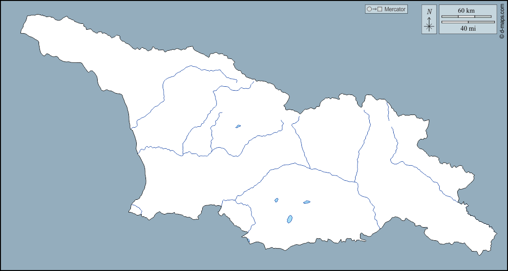 جورجيا : خريطة مجانية, خريطة خاليه من الفراغ, خريطة الخطوط العريضة, خريطة القاعدة الحرة
 : الخطوط العريضة, هيدروغرافيا
