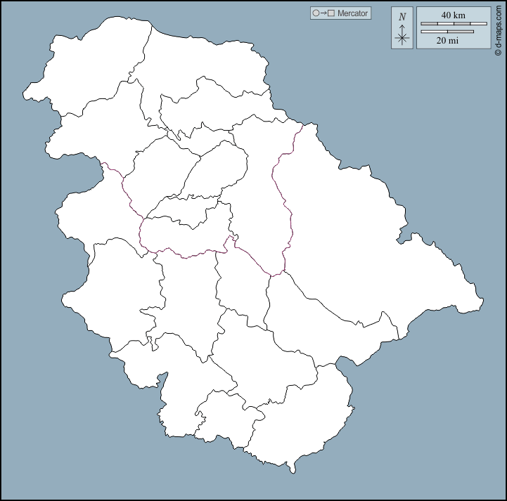 Jammu-et-Cachemire : d-maps.com: carte géographique gratuite, carte géographique muette gratuite, carte vierge gratuite, fond de carte gratuit, formats graphiques courants : contours, districts