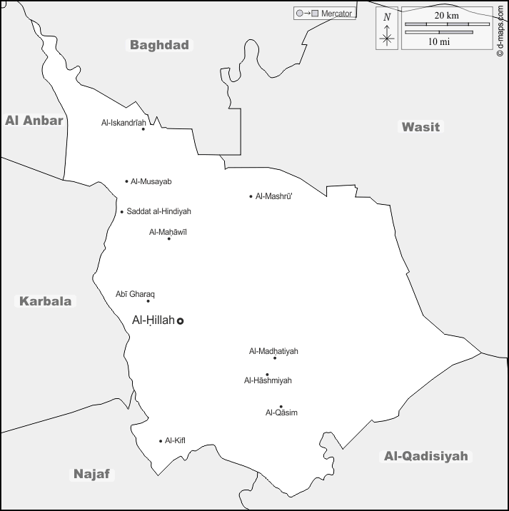 Babil : d-maps.com: mappa gratuita, mappa muta gratuita, cartina muta gratuita : frontiere, principali città, nomi