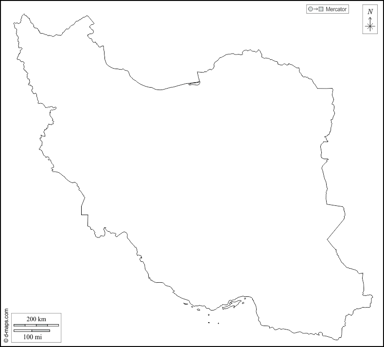 إيران : خريطة مجانية, خريطة خاليه من الفراغ, خريطة الخطوط العريضة, خريطة القاعدة الحرة
 : الخطوط العريضة, أبيض