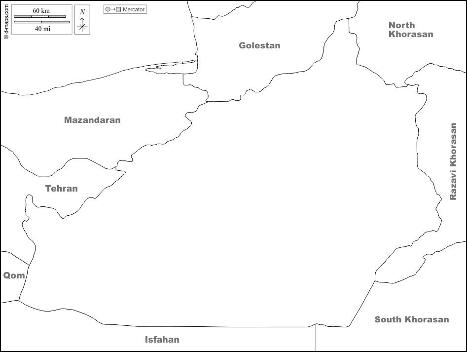 Semnan : d-maps.com: mappa gratuita, mappa muta gratuita, cartina muta gratuita : frontiere, nomi, bianco