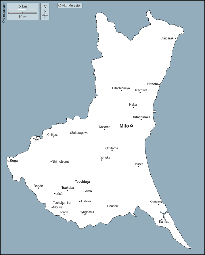 Ibaraki : d-maps.com: free map, free blank map, free outline map, free base map : outline, main cities, names