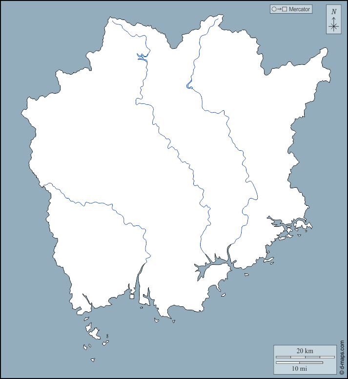 Okayama : d-maps.com: mappa gratuita, mappa muta gratuita, cartina muta gratuita : contorni, idrografia