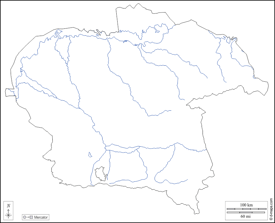 Almaty Region : d-maps.com: carte géographique gratuite, carte géographique muette gratuite, carte vierge gratuite, fond de carte gratuit, formats graphiques courants : contours, hydrographie, blanc