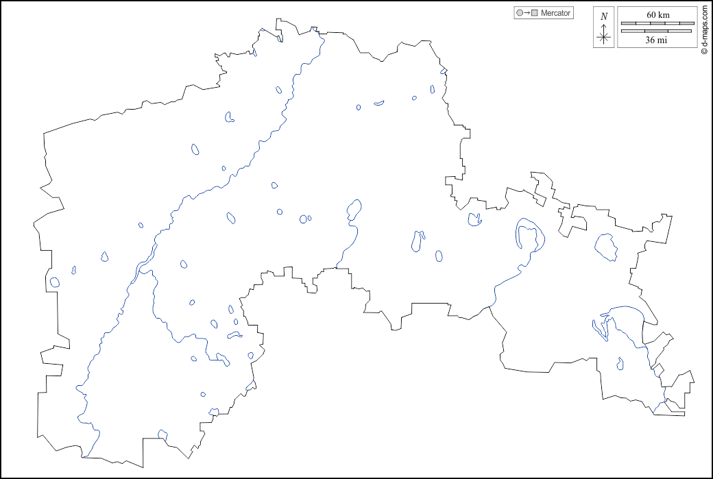 Cazaquistão do Norte : d-maps.com: mapa livre, mapa em branco livre, mapa livre do esboço, mapa básico livre
 : contornos, hidrografia, branco