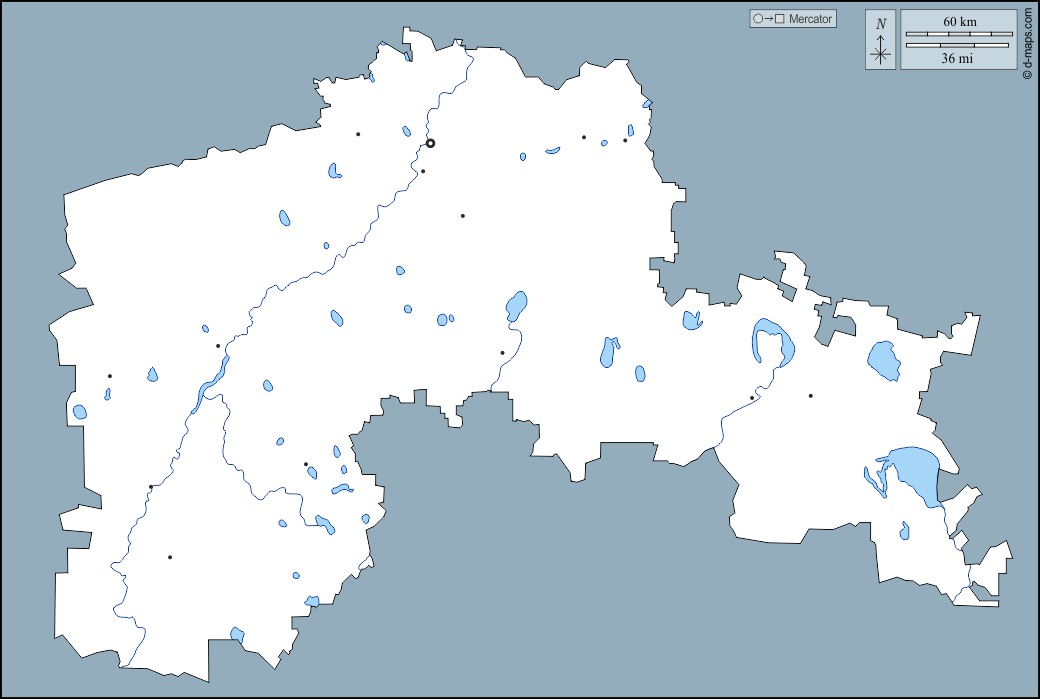 North Kazakhstan : d-maps.com: free map, free blank map, free outline map, free base map : outline, hydrography, main cities