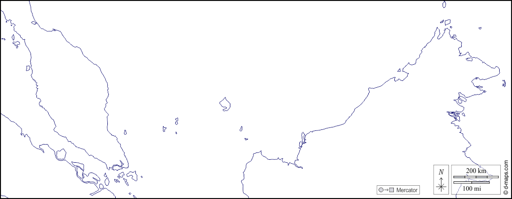 Malaisie : d-maps.com: carte géographique gratuite, carte géographique muette gratuite, carte vierge gratuite, fond de carte gratuit, formats graphiques courants : littoraux, blanc