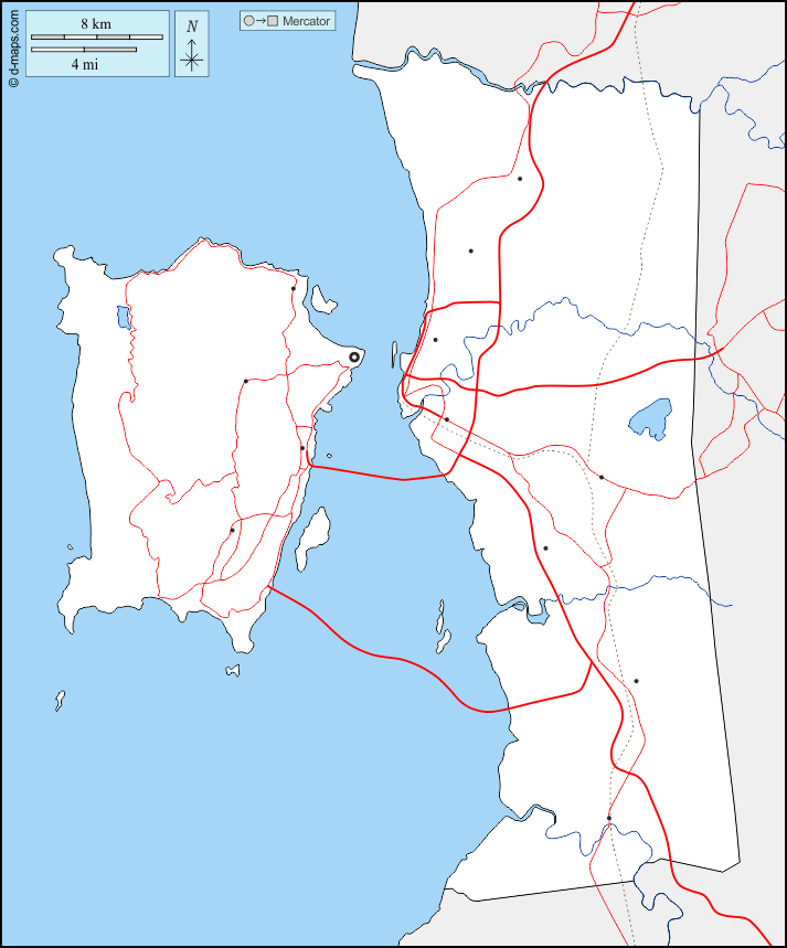 Пинанг : d-maps.com: Бесплатная карта, бесплатная карта, свободная карта, Бесплатная базовая карта
 : границы, гидрографии, Главные города, дорог