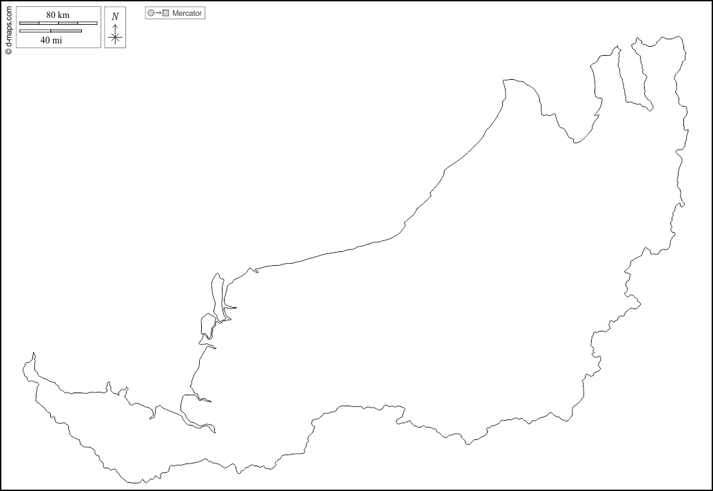 Sarawak : d-maps.com: mappa gratuita, mappa muta gratuita, cartina muta gratuita : contorni, bianco