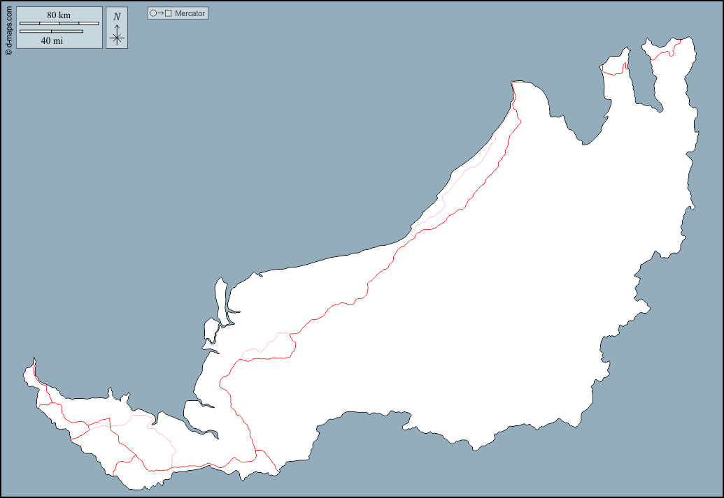 Sarawak : d-maps.com: mappa gratuita, mappa muta gratuita, cartina muta gratuita : contorni, strade