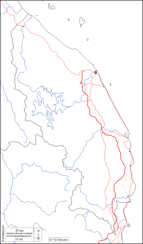 登嘉樓 : d-maps.com: 免费地图, 免费的空白地图, 免费的轮廓地图, 免费基地地图 : 边界, 水文学, 主要城市, 道路, 白
