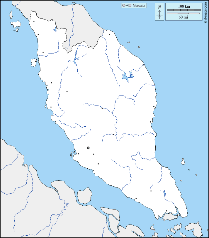 西 : d-maps.com: 無料地図, 無料の空の地図, 無料のアウトラインマップ, 無料のベースマップ
 : 境界, 川と湖, 主要都市