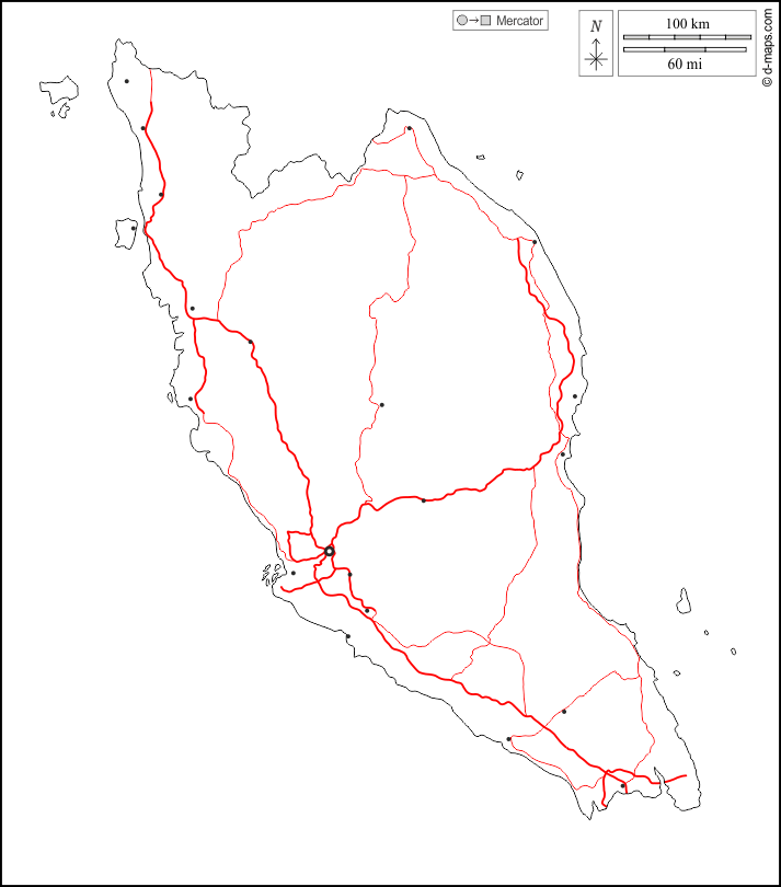 Oeste : d-maps.com: mapa livre, mapa em branco livre, mapa livre do esboço, mapa básico livre
 : contornos, principais cidades, estradas, branco