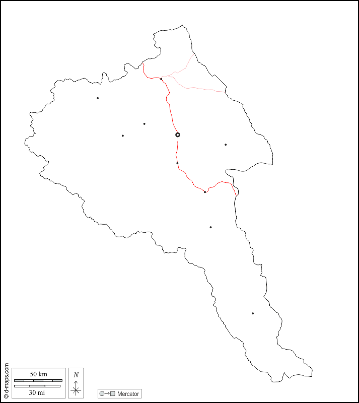 Bajan-Ôlgij : d-maps.com: mappa gratuita, mappa muta gratuita, cartina muta gratuita : contorni, principali città, strade, bianco