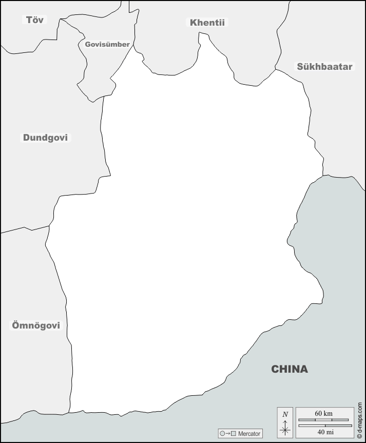 Dornogovi : d-maps.com: mappa gratuita, mappa muta gratuita, cartina muta gratuita : frontiere, nomi