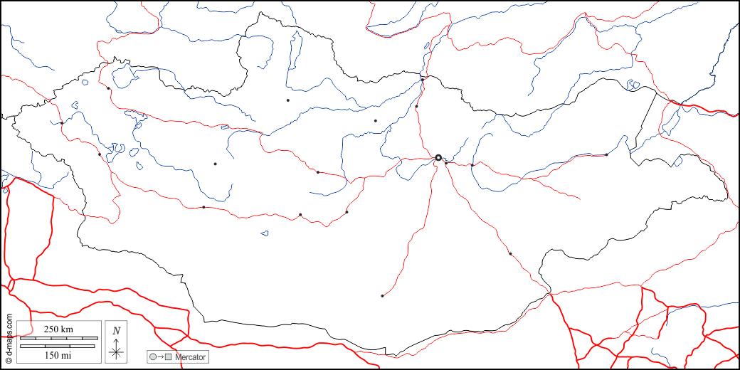 Монголия : d-maps.com: Бесплатная карта, бесплатная карта, свободная карта, Бесплатная базовая карта
 : границы, гидрографии, Главные города, дорог, Белый