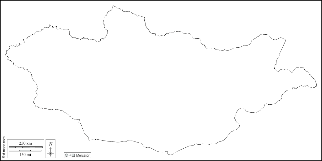 Mongolia : d-maps.com: mapa gratuito, mapa mudo gratuito, mapa en blanco gratuito, plantilla de mapa : contornos, blanco