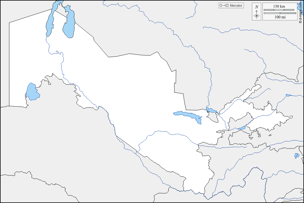 उज़्बेकिस्तान : d-maps.com: नि: शुल्क मानचित्र, नि: शुल्क रिक्त नक्शा, नि: शुल्क रूपरेखा मानचित्र, नि: शुल्क आधार मानचित्र
 : सीमाओं, जल-सर्वेक्षण