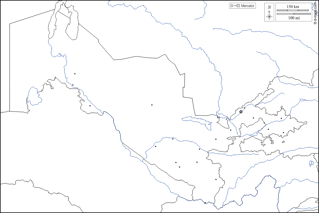 उज़्बेकिस्तान : d-maps.com: नि: शुल्क मानचित्र, नि: शुल्क रिक्त नक्शा, नि: शुल्क रूपरेखा मानचित्र, नि: शुल्क आधार मानचित्र
 : सीमाओं, जल-सर्वेक्षण, मुख्य शहरों, सफेद