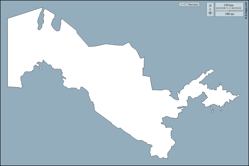 Uzbekistan : d-maps.com: free map, free blank map, free outline map, free base map : outline
