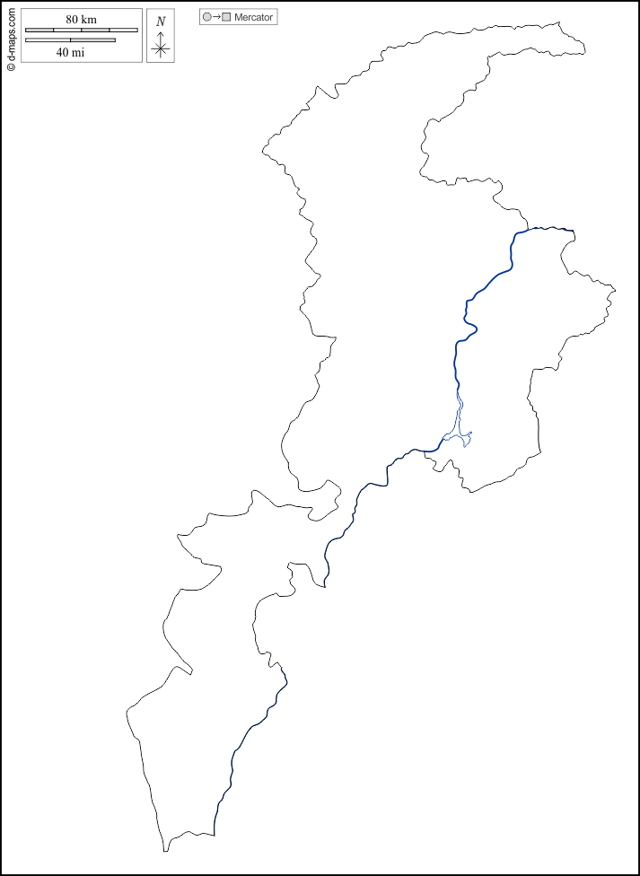 Khyber Pakhtunkhwa : d-maps.com: mappa gratuita, mappa muta gratuita, cartina muta gratuita : contorni, idrografia, bianco