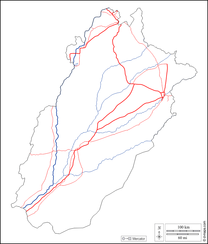 Punyab : d-maps.com: mapa gratuito, mapa mudo gratuito, mapa en blanco gratuito, plantilla de mapa : contornos, hidrografía, carreteras, blanco