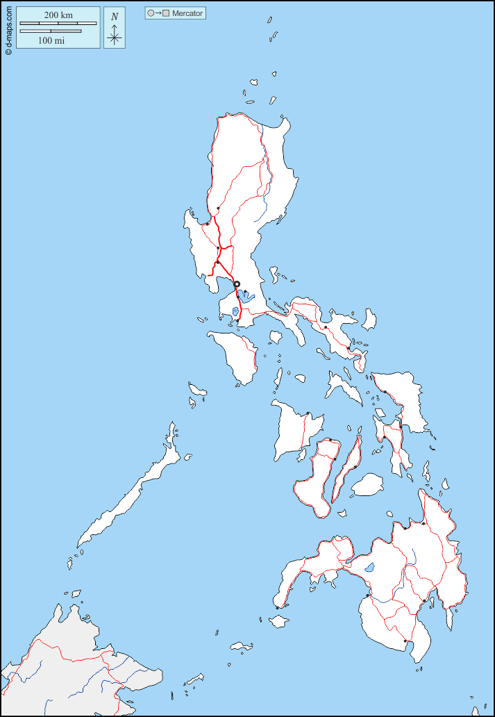 Филиппины : d-maps.com: Бесплатная карта, бесплатная карта, свободная карта, Бесплатная базовая карта
 : границы, гидрографии, Главные города, дорог